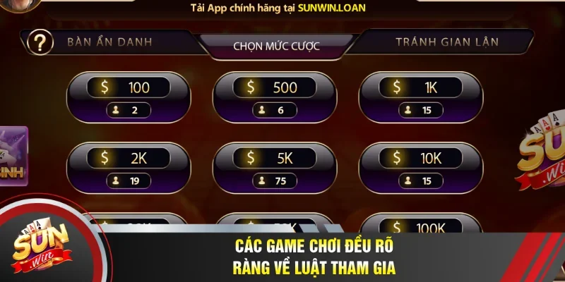 Các game chơi đều rõ ràng về luật tham gia